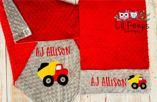 Personalized Minky Baby Blanket, Appliqued Semi Truck Minky Baby Blanket, Baby Boy 2024 Blanket, Personalized Baby Gift, Semi Truck Blanket