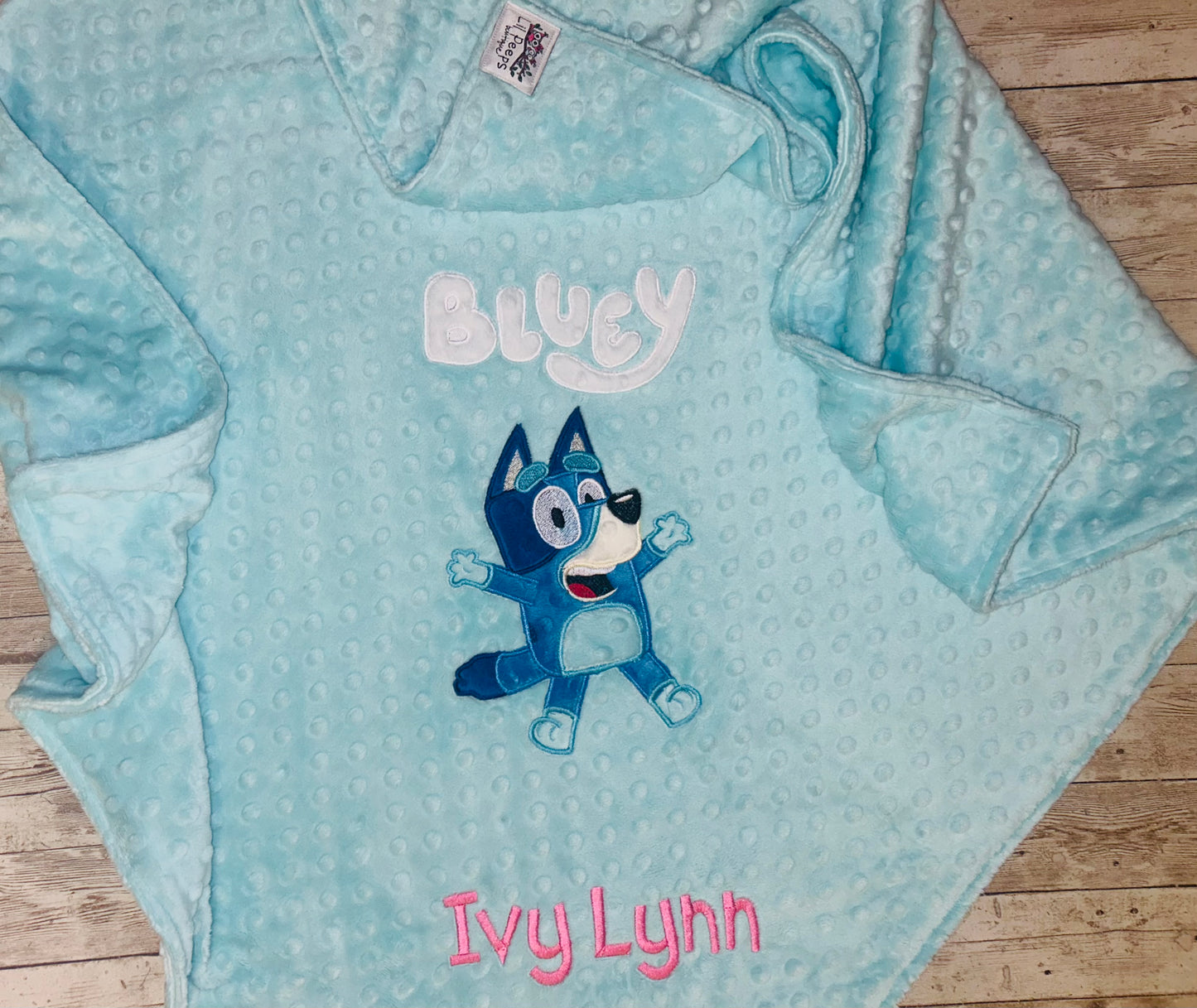 Bluey- Personalized Minky Blanket -Aqua Minky