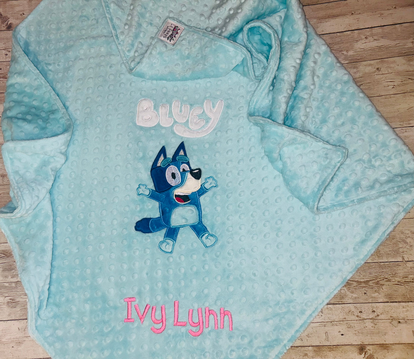 Bluey- Personalized Minky Blanket -Aqua Minky