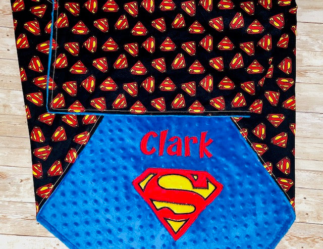 Personalized Superman Minky Blanket