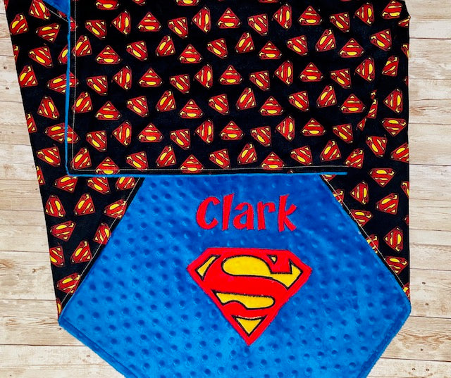 Personalized Superman Minky Blanket