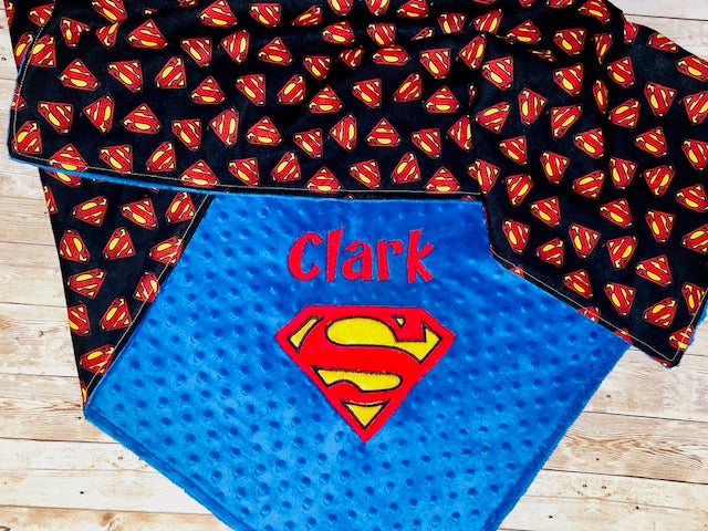 Personalized Superman Minky Blanket