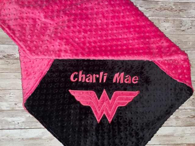 Personalized Wonder Woman Minky Blanket