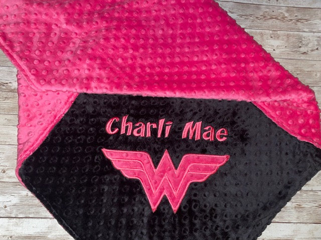 Personalized Wonder Woman Minky Blanket