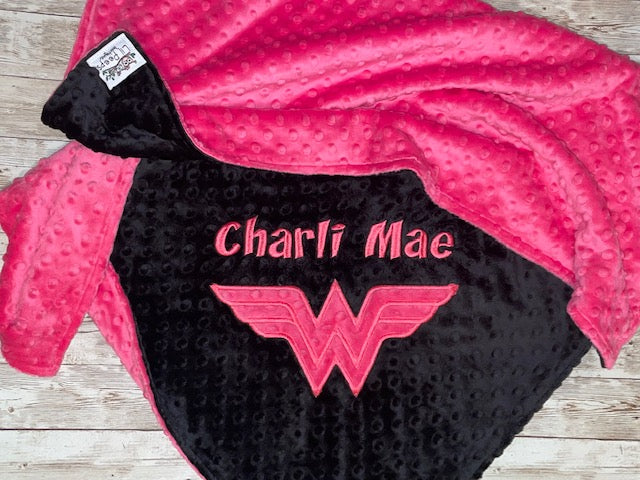 Personalized Wonder Woman Minky Blanket