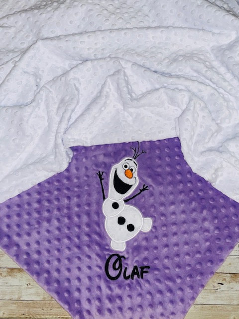 Olaf - Personalized Minky Blanket - Embroidered Snowman