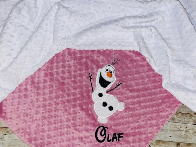 Olaf - Personalized Minky Blanket - Embroidered Snowman