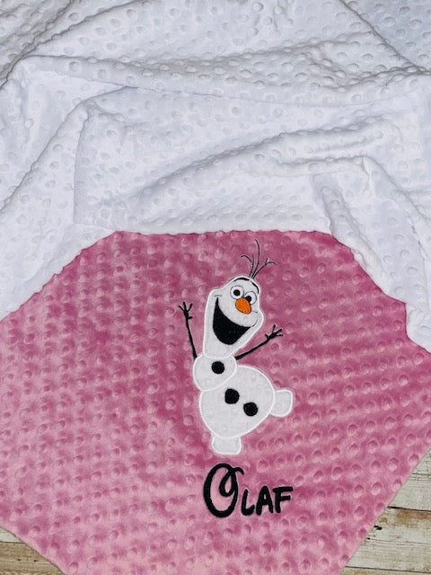 Olaf - Personalized Minky Blanket - Embroidered Snowman