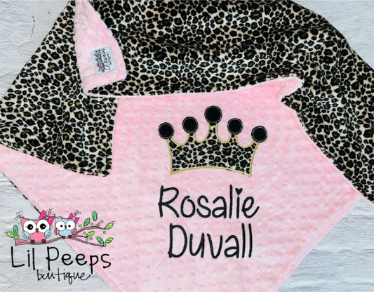 Personalized Minky Blanket and Pillowcase with embroidered Bass Fish 