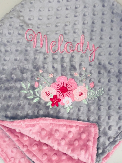 Flowers - Personalized Minky Blanket