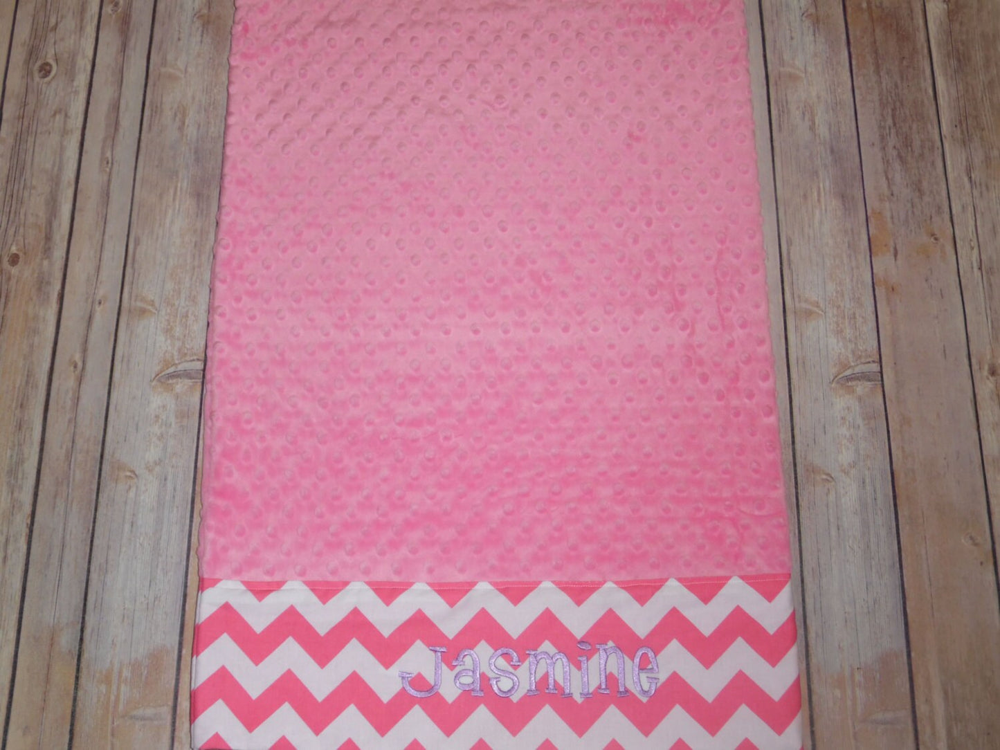 Pillowcase -Personalized Minky Pillowcase - Hot Pink minky & Hot Pink Chevron