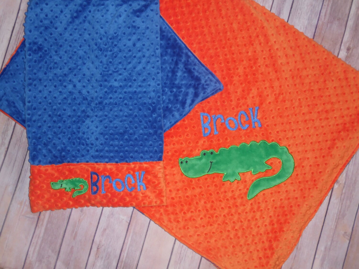 Alligator Nap Set - Personalized Minky Blanket and Pillowcase with embroidered Alligator - Travel or Standard Size