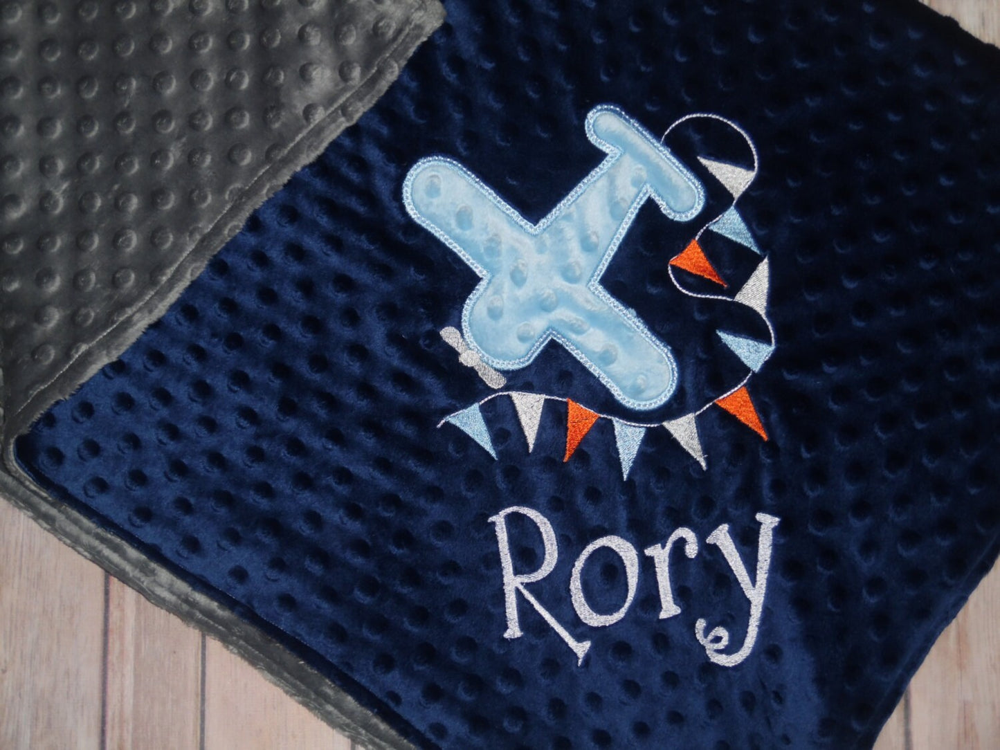 Airplane - Personalized Minky Baby Blanket - Embroidered Airplane