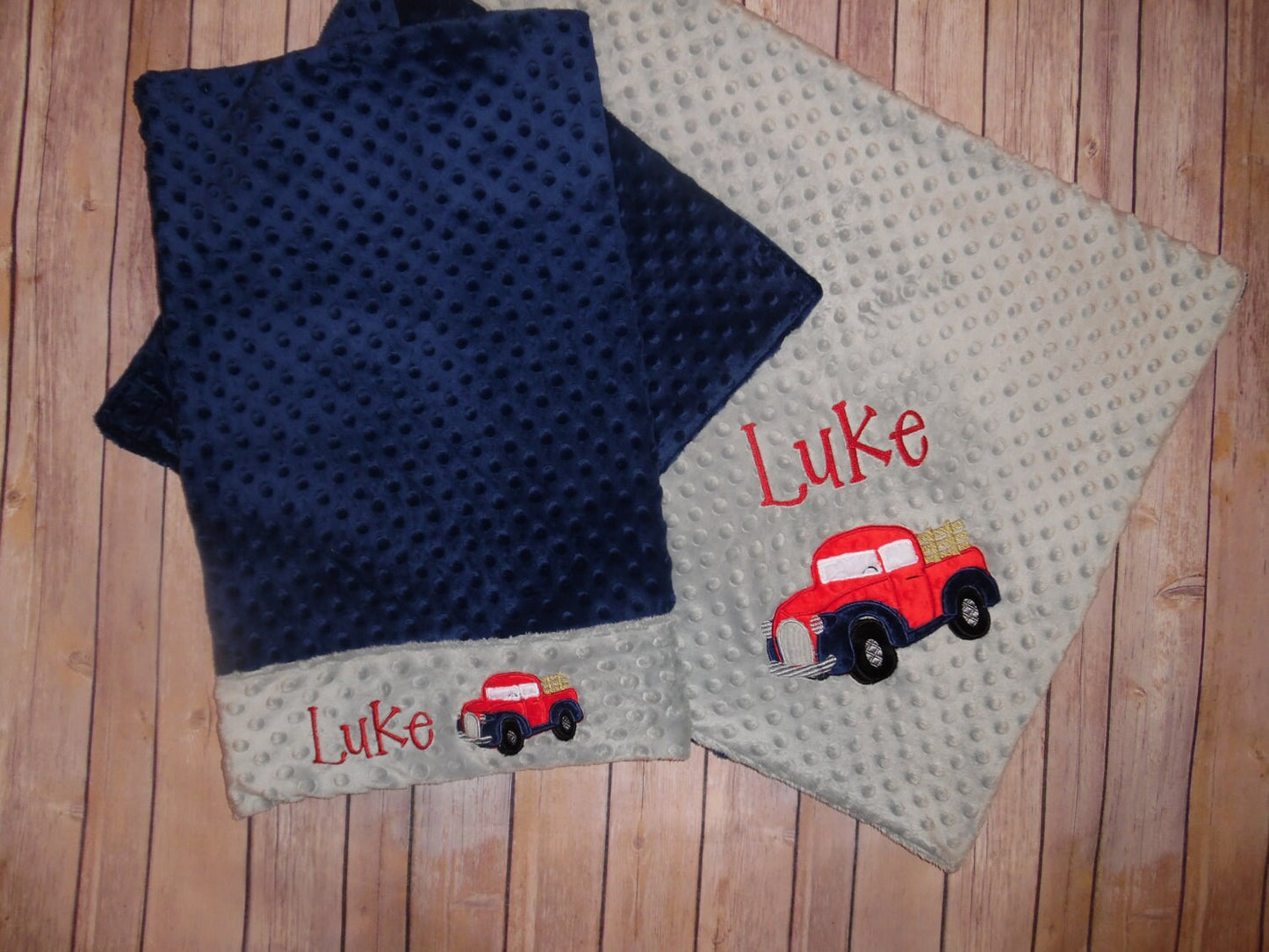 Antique Truck Nap Set - Personalized Minky Blanket and Pillowcase with embroidered Antique Truck - Travel or Standard Size