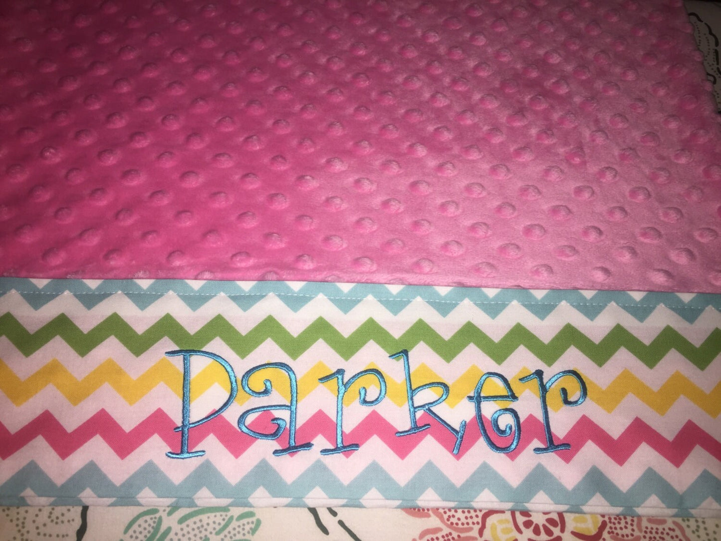 Pillowcase - Personalized Minky Pillowcase  -  Hot pink Minky with Rainbow Chevron