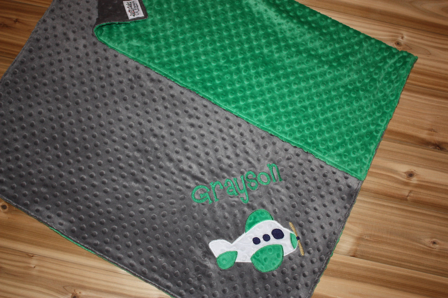 Airplane - Personalized Minky Baby Blanket - Embroidered Airplane