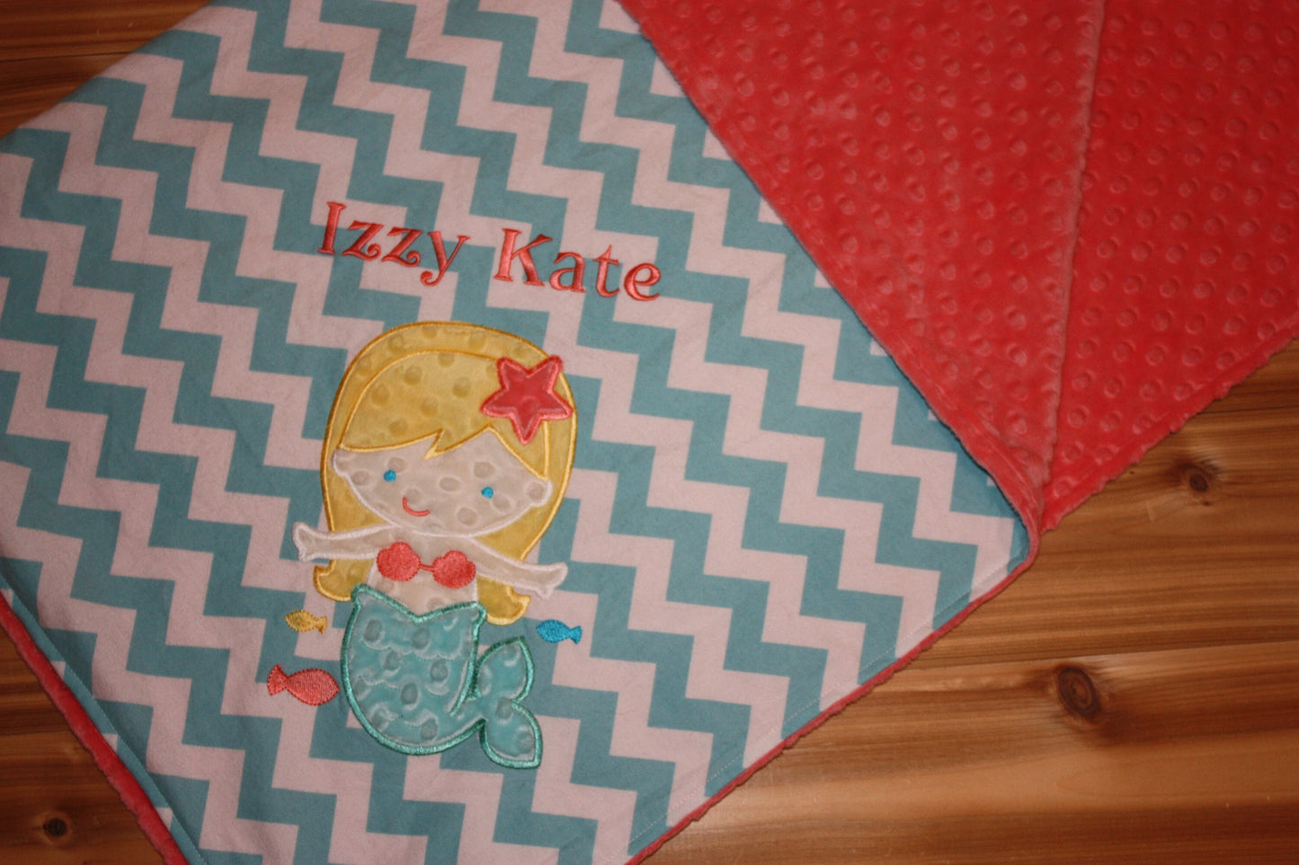 Mermaid Blanket - Personalized Minky Baby Blanket -  Chevron & Minky