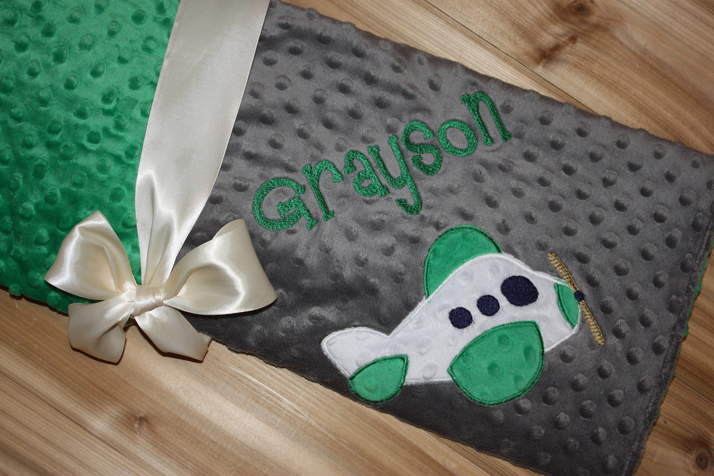 Airplane - Personalized Minky Baby Blanket - Embroidered Airplane