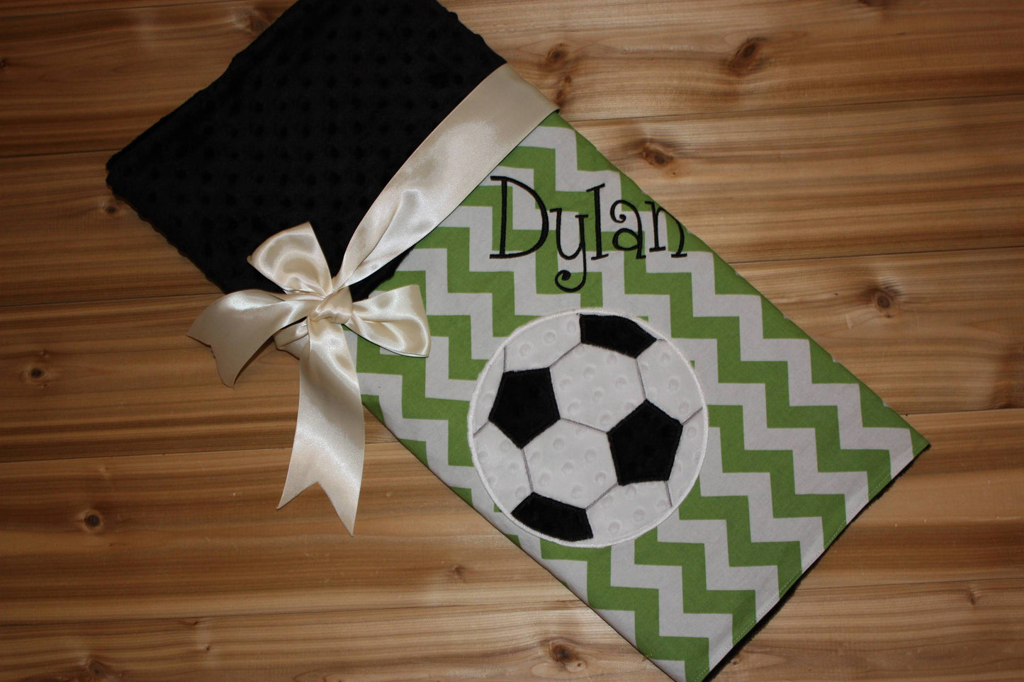 Soccer- Personalized Baby Minky Blanket and Bib & Burp Cloth