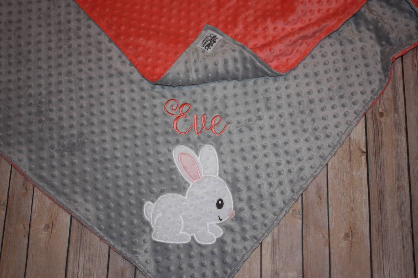 Bunny - Personalized Minky Baby Blanket - Embroidered Bunny Rabbit