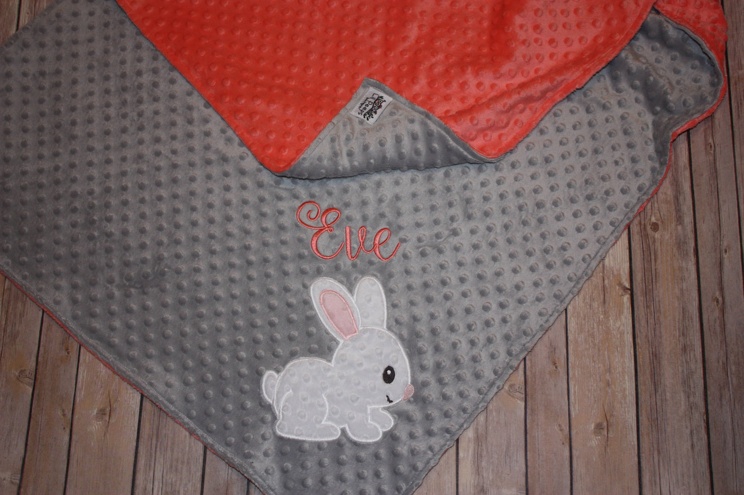 Bunny - Personalized Minky Baby Blanket - Embroidered Bunny Rabbit