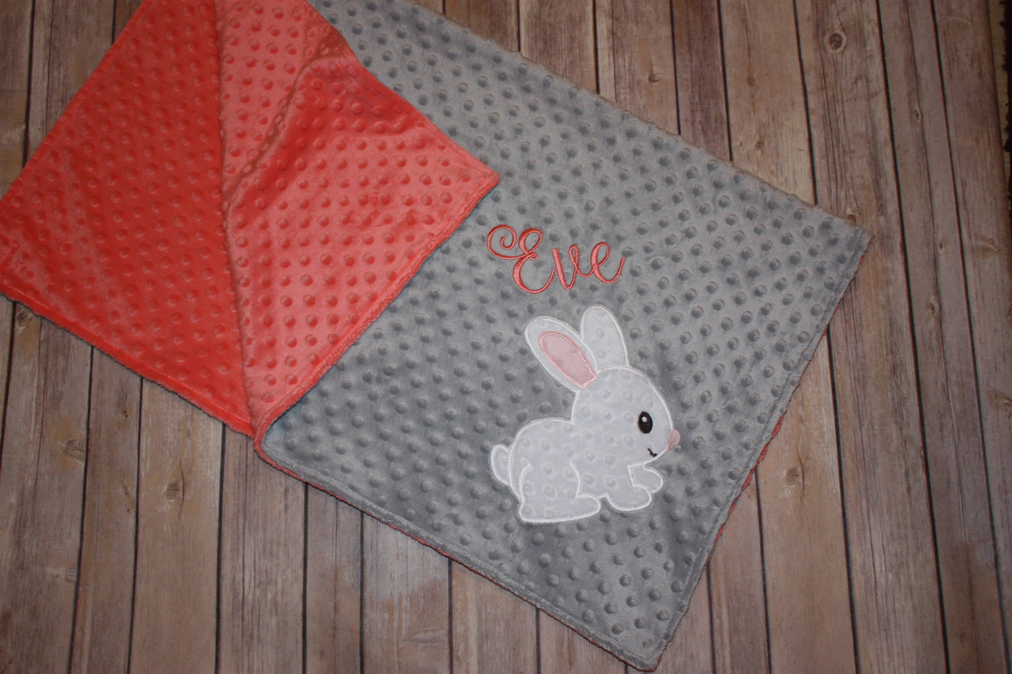 Bunny - Personalized Minky Baby Blanket - Embroidered Bunny Rabbit