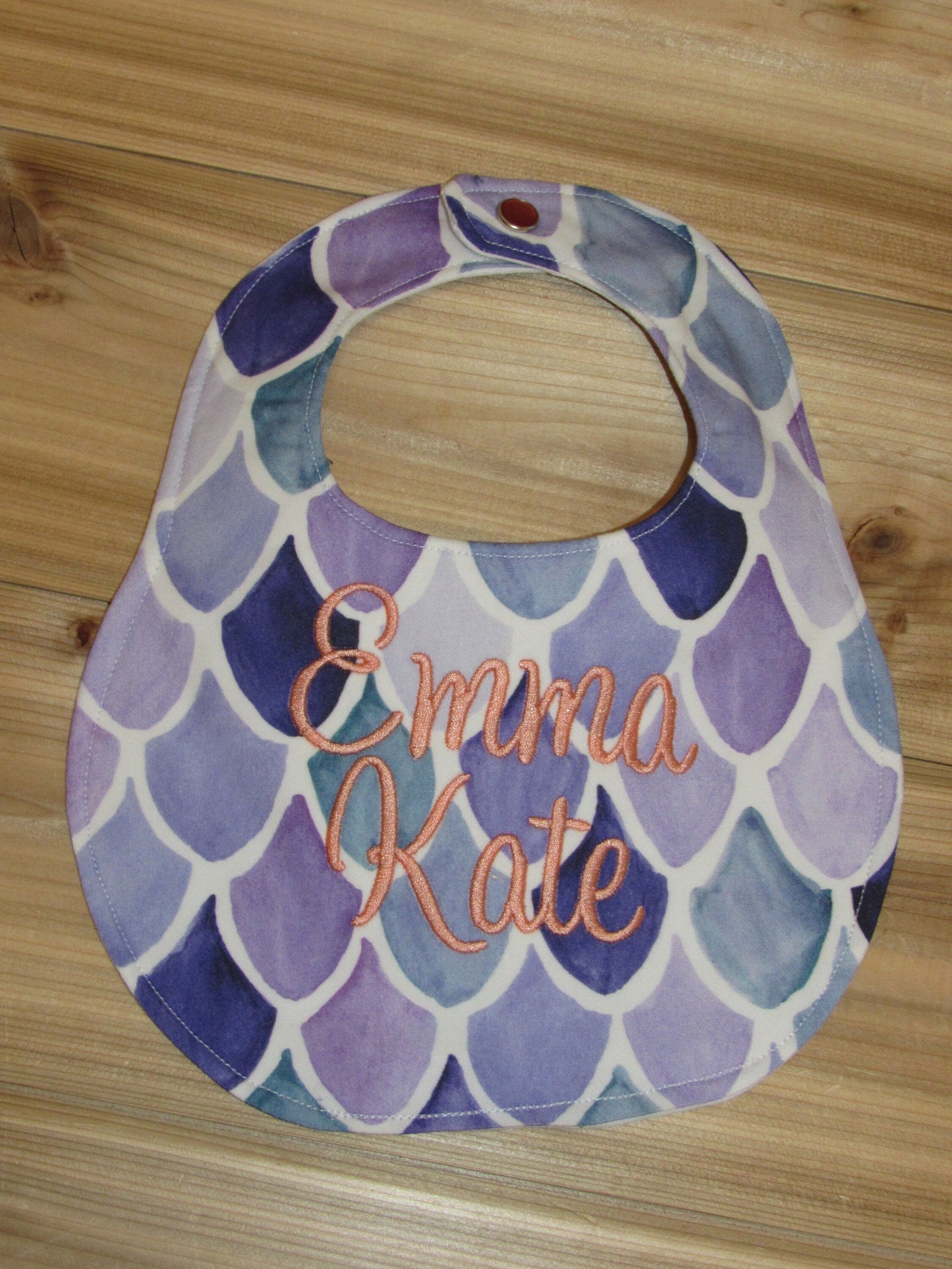 Mermaid Scales in Purple Boutique Bib and Burp Cloth set - Personalized Bib & Burp