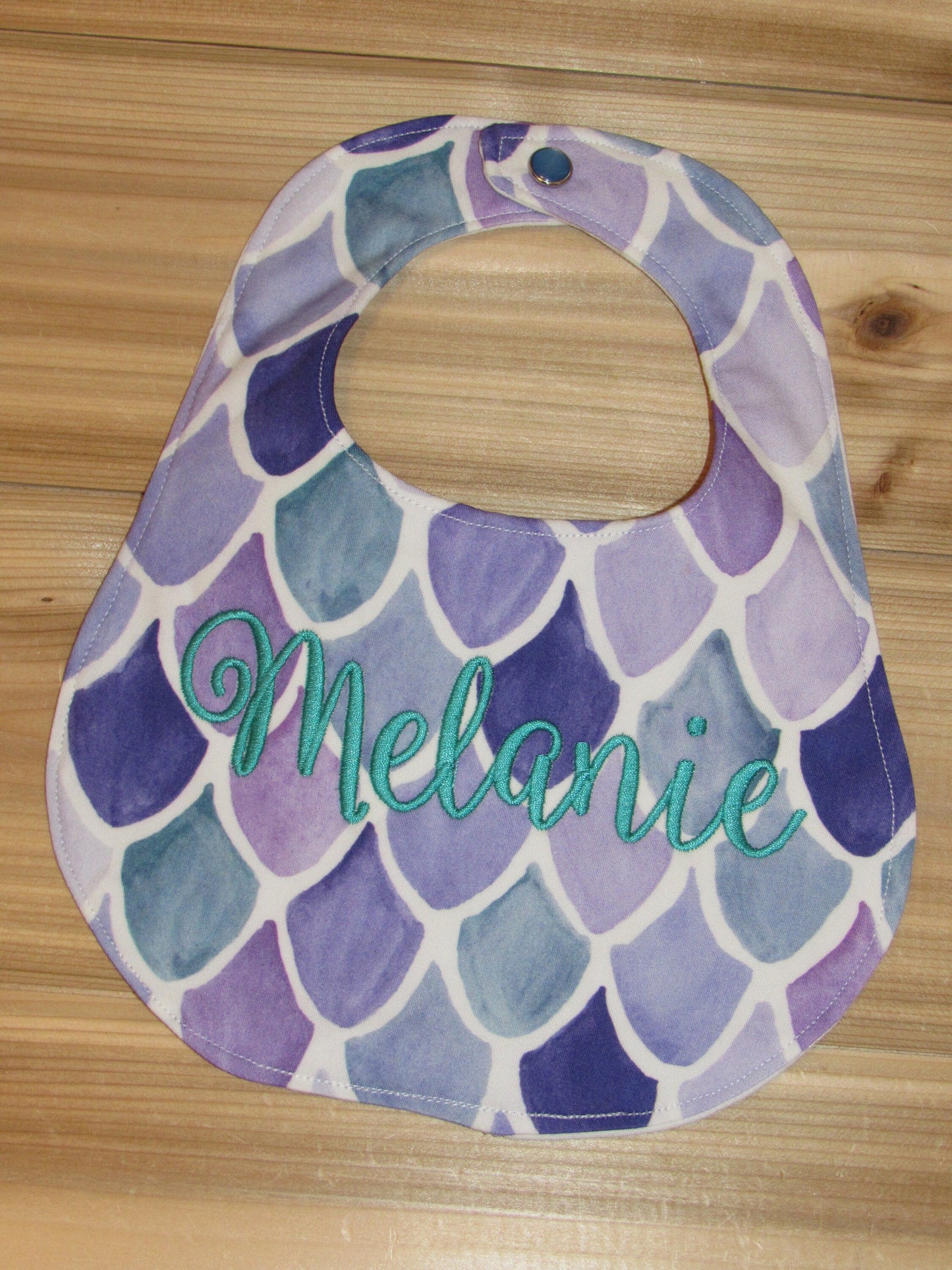 Mermaid Scales in Purple Boutique Bib and Burp Cloth set - Personalized Bib & Burp