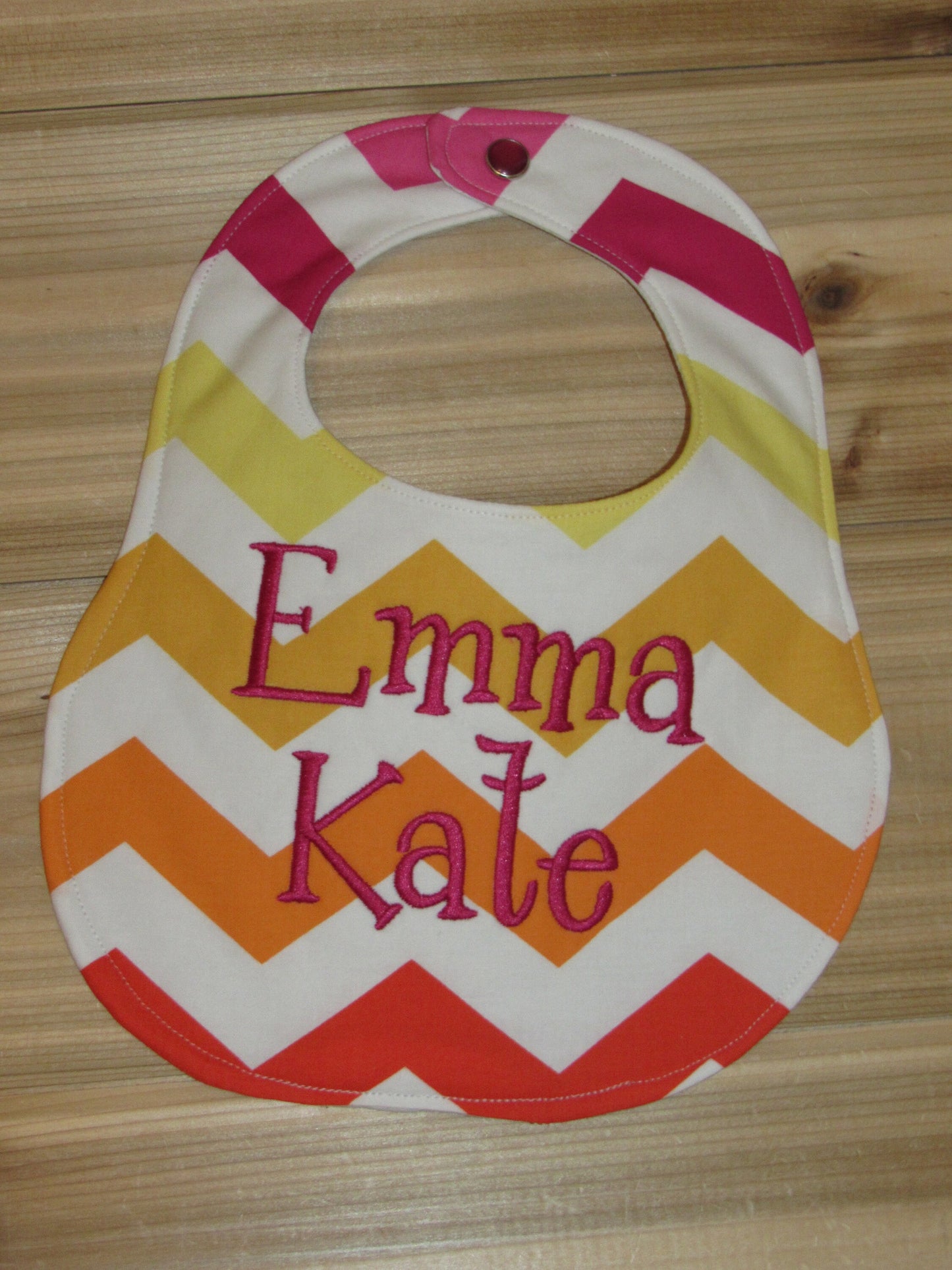 Personalized Rainbow Girl Chevron Boutique Bib and Burp Cloth set