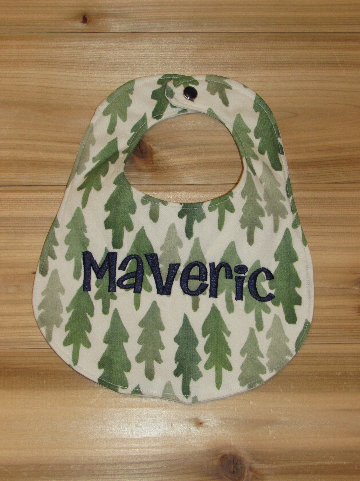 Set of 3 -Personalized Bib Set - Perfect Boy Collection - Fish, Trees, Herringbone