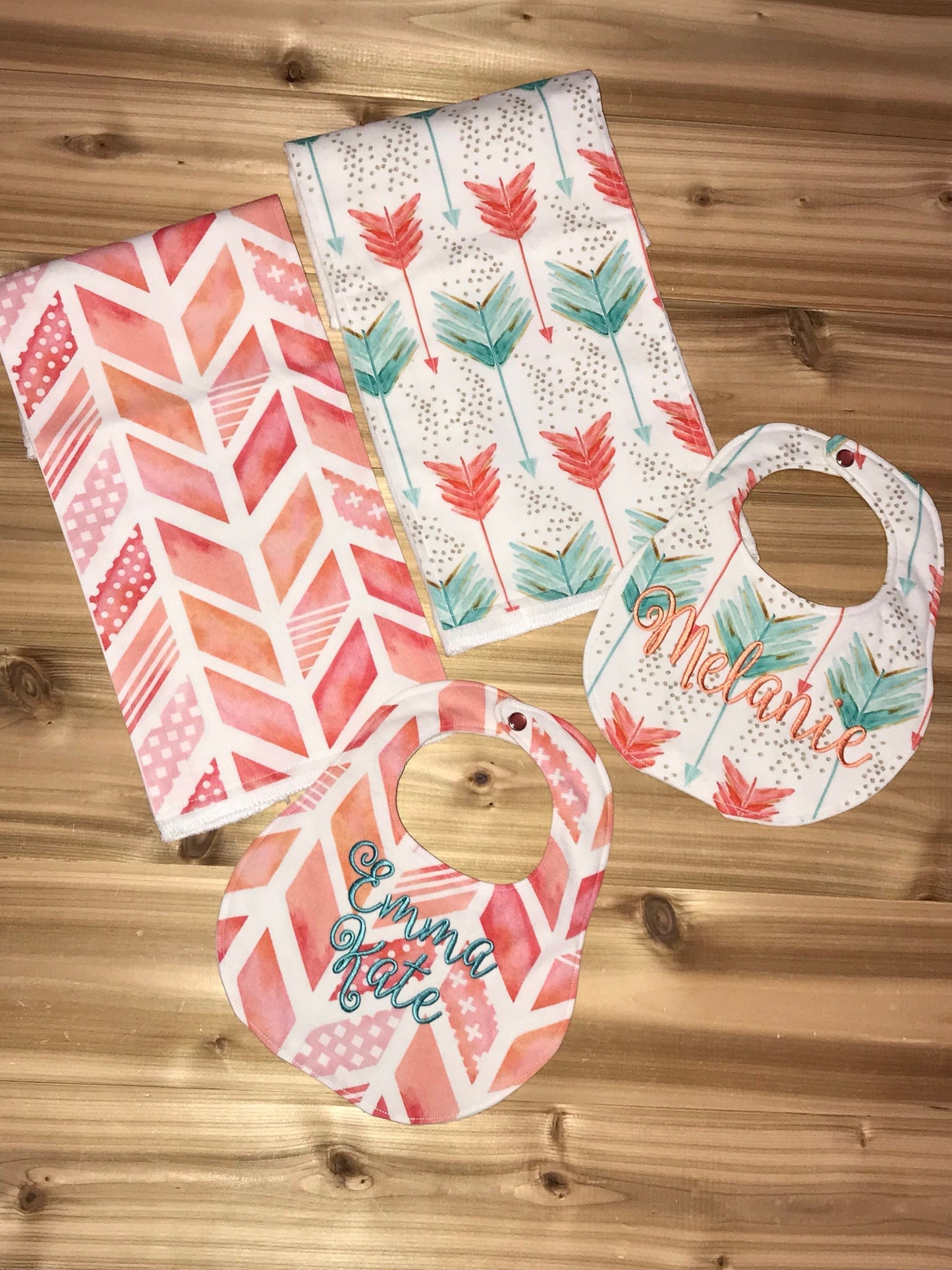 Arrows Boutique Bib & Burp Cloth set - Custom Monogram