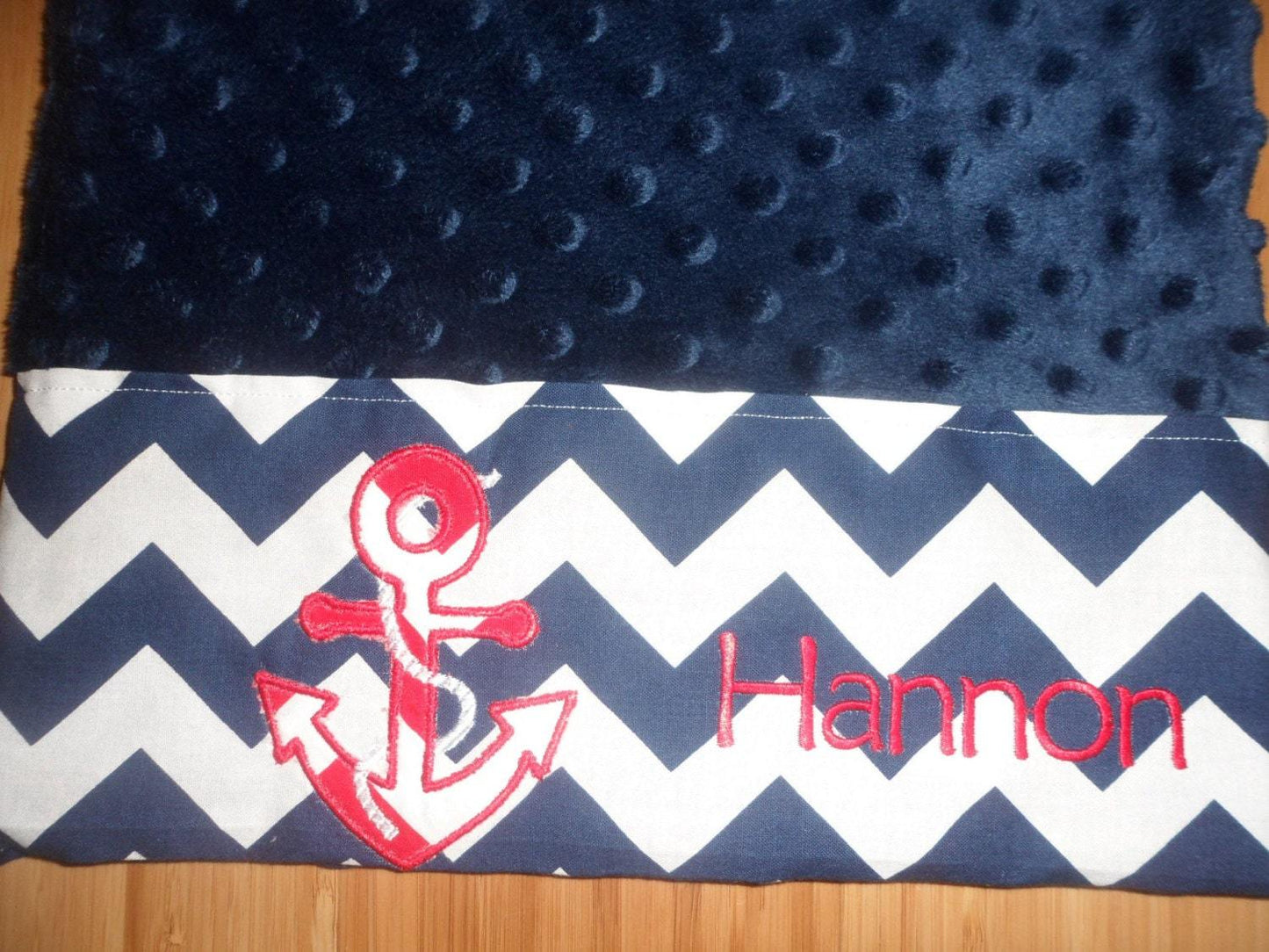 Nautical Anchor Nap Set - Personalized Minky Baby Blanket & Standard OR Toddler size Pillowcase with Embroidered Anchor