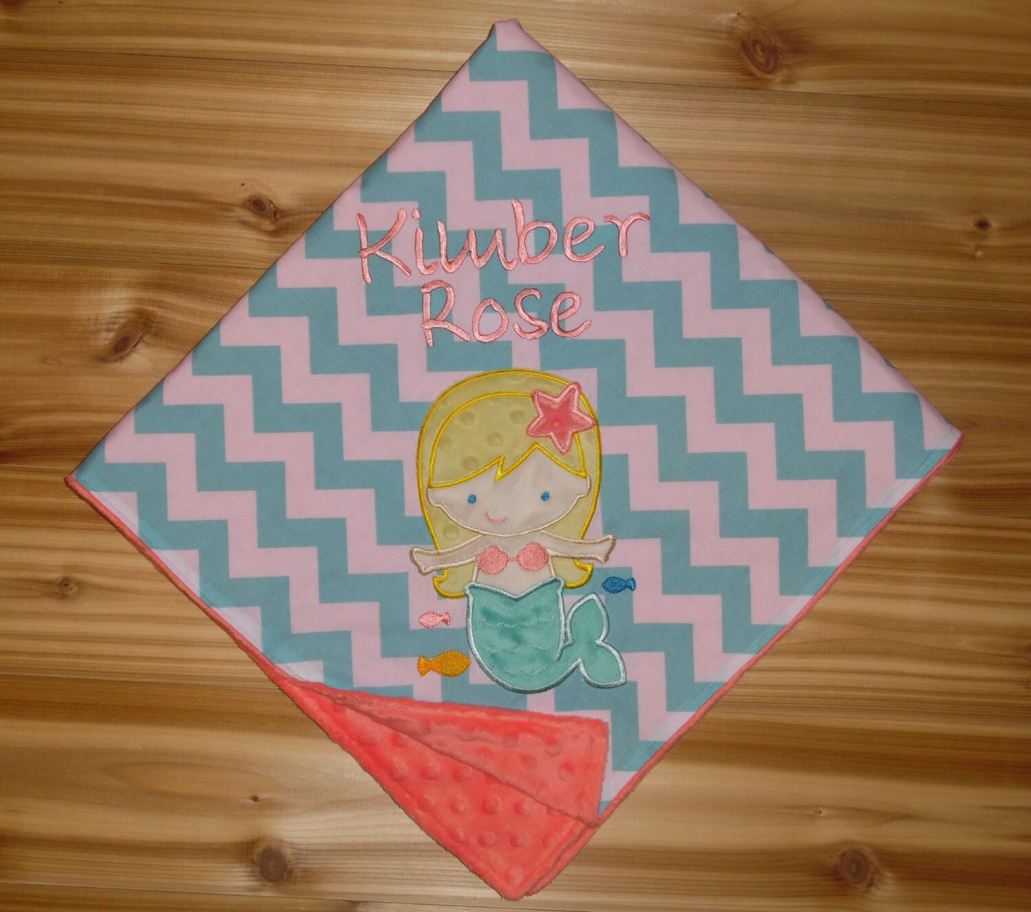 Mermaid Blanket - Personalized Minky Baby Blanket -  Chevron & Minky