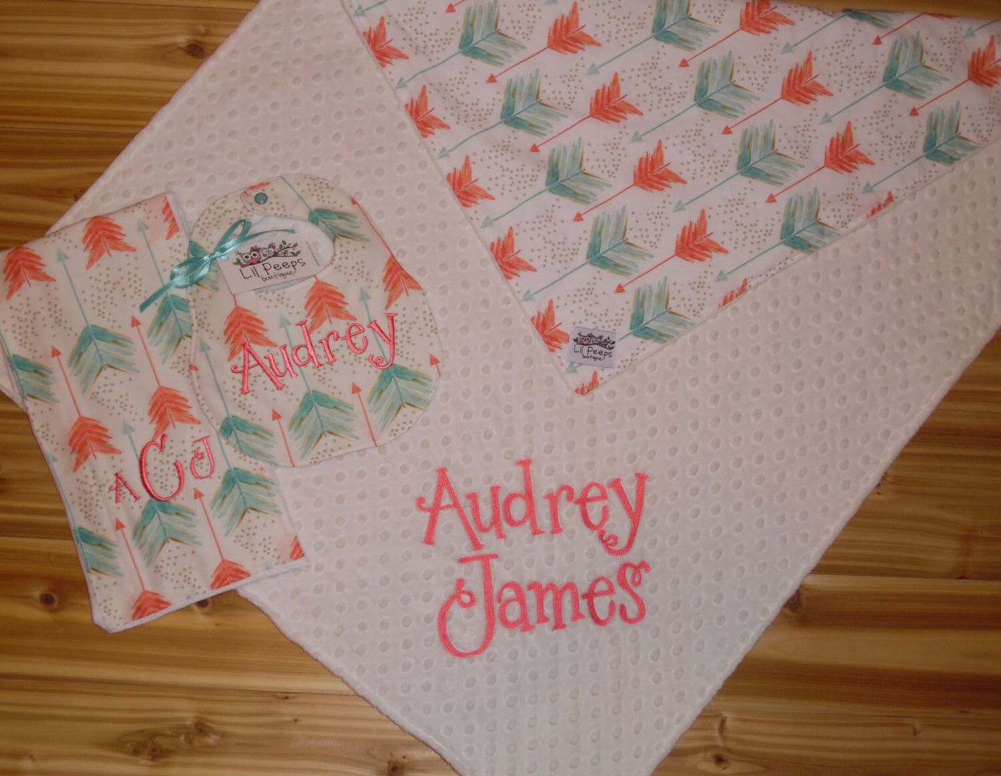 Arrows Boutique Bib & Burp Cloth set - Custom Monogram