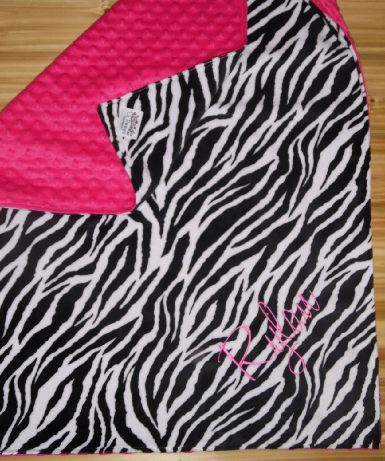 Personalized Zebra Minky Baby Blanket - Zebra Minky with Hot Pink - Custom Monogram