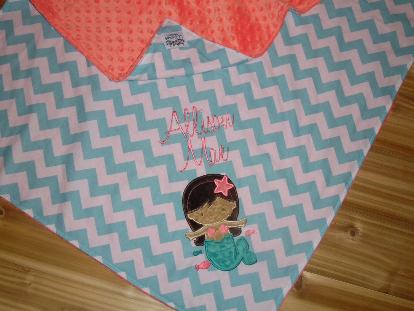 Mermaid Blanket - Personalized Minky Baby Blanket -  Chevron & Minky