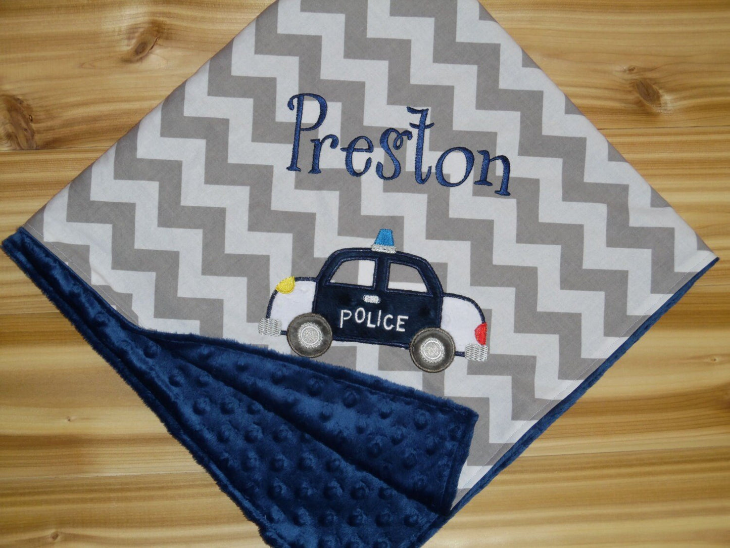 Police Car Nap Set - Personalized Minky Blanket and Pillowcase with embroidered Police Car - Travel or Standard Size