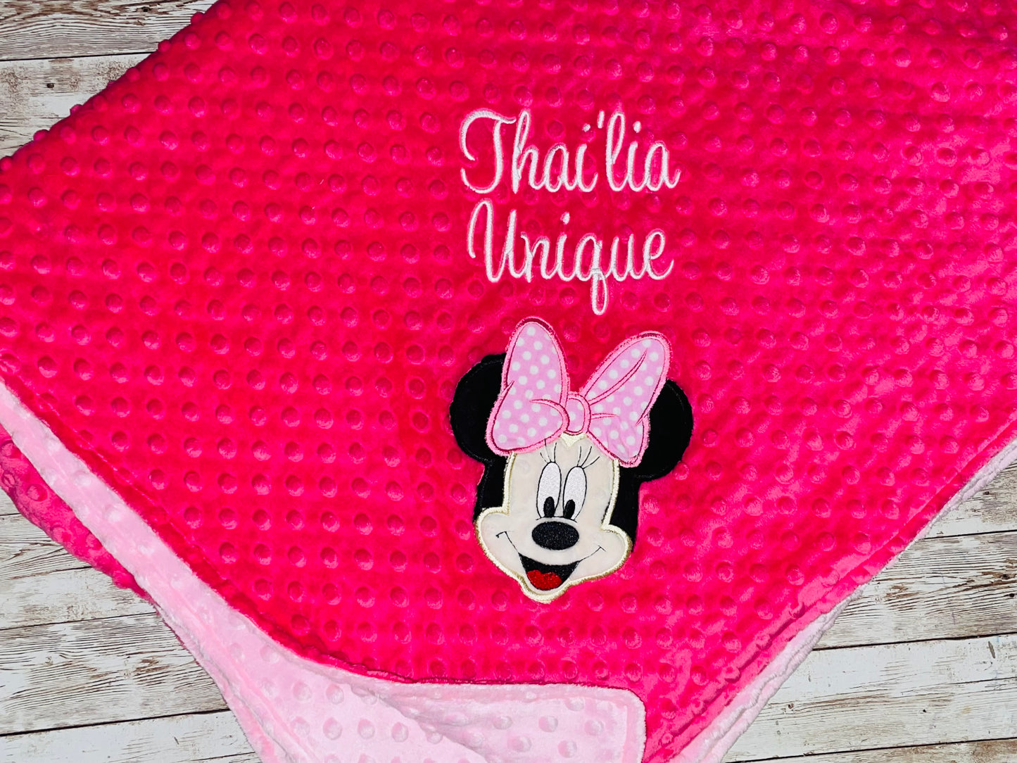 Minnie Mouse - Personalized Minky Baby Blanket - Pink Minky - Custom Monogram