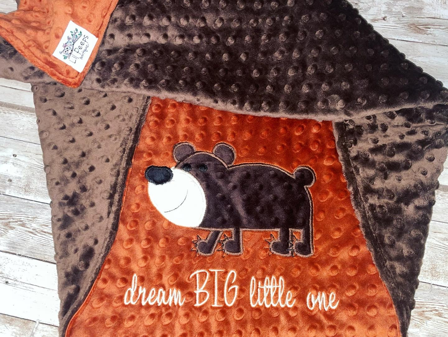 Brown Bear -Personalized Minky Bear Blanket