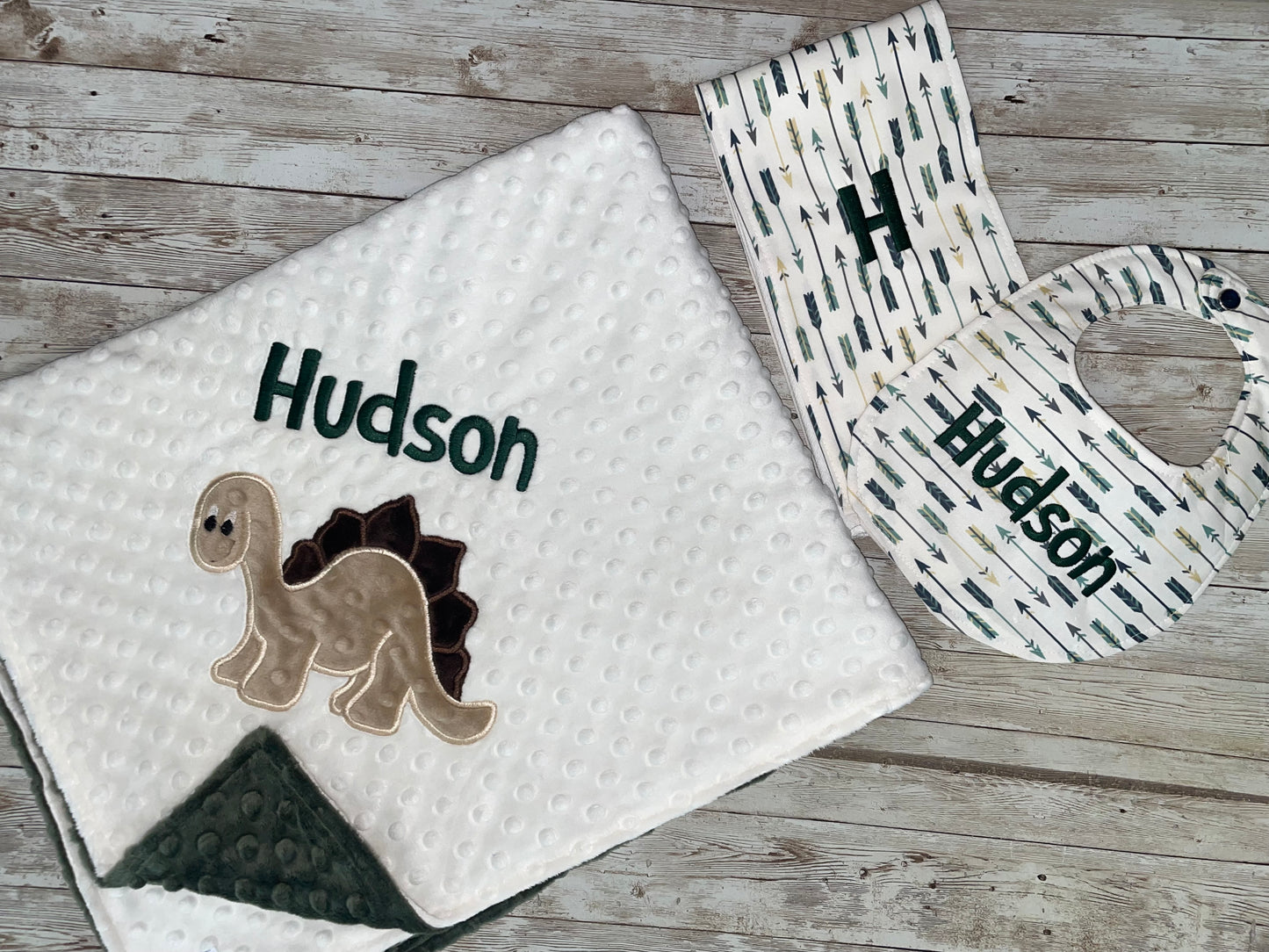 Personalized Dinosaur Minky Blanket