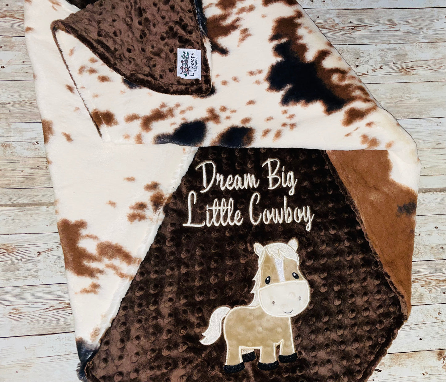 Horse- Personalized Blanket - Brown / Luxe Pony Minky - Embroidered Horse