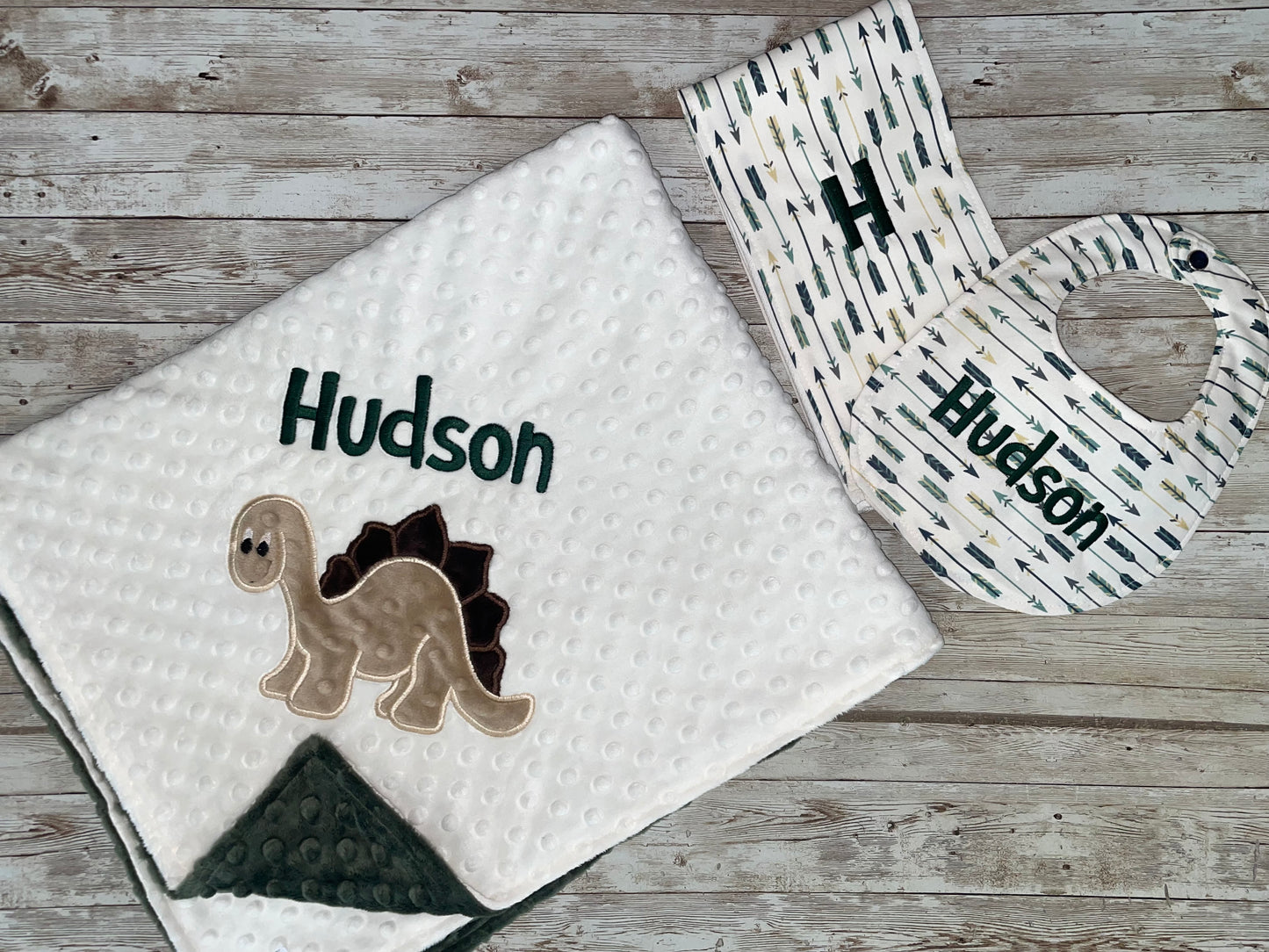 Personalized Dinosaur Minky Blanket