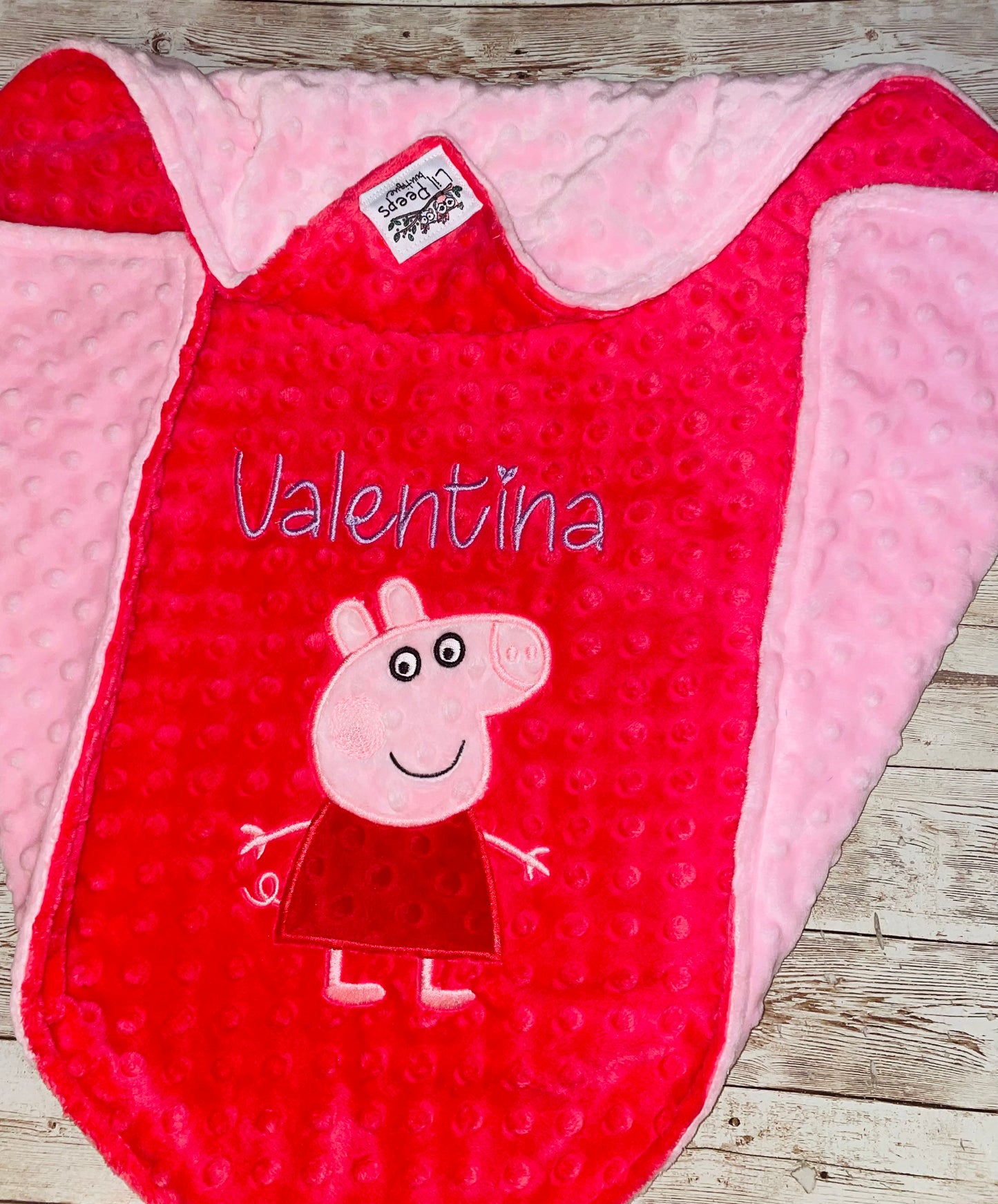 Peppa Pig - Personalized Minky Baby Blanket -Pink  Minky