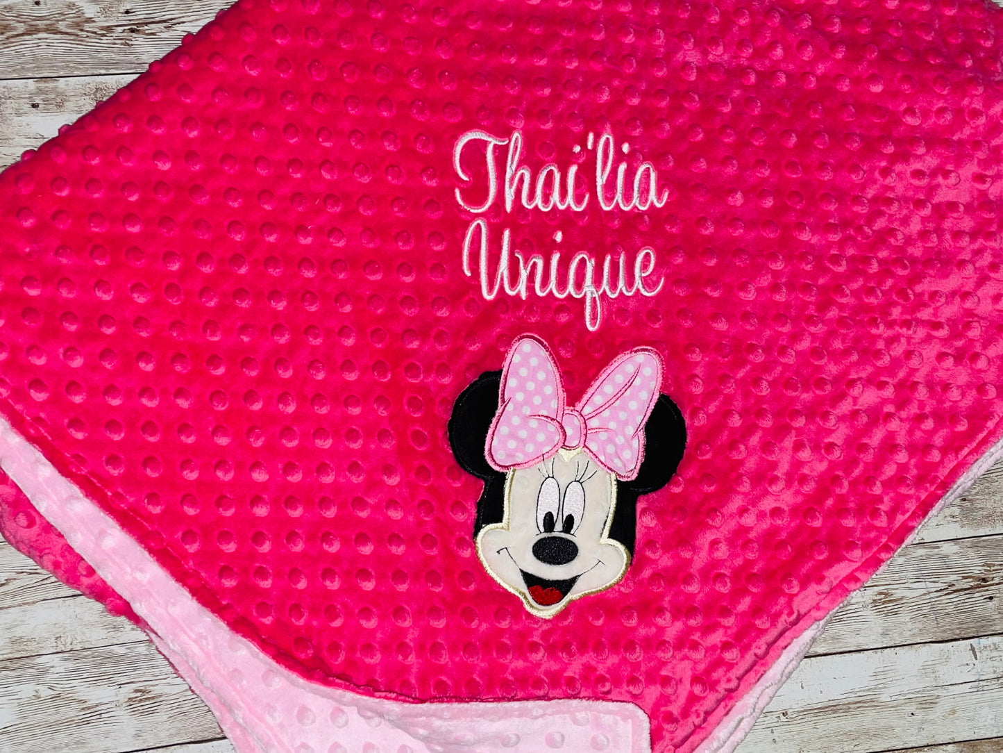 Minnie Mouse - Personalized Minky Baby Blanket - Pink Minky - Custom Monogram