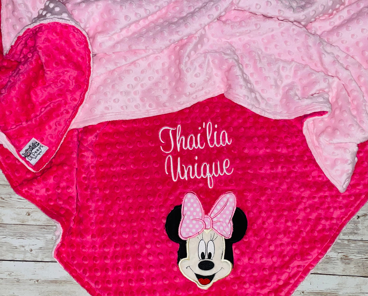 Minnie Mouse - Personalized Minky Baby Blanket - Pink Minky - Custom Monogram