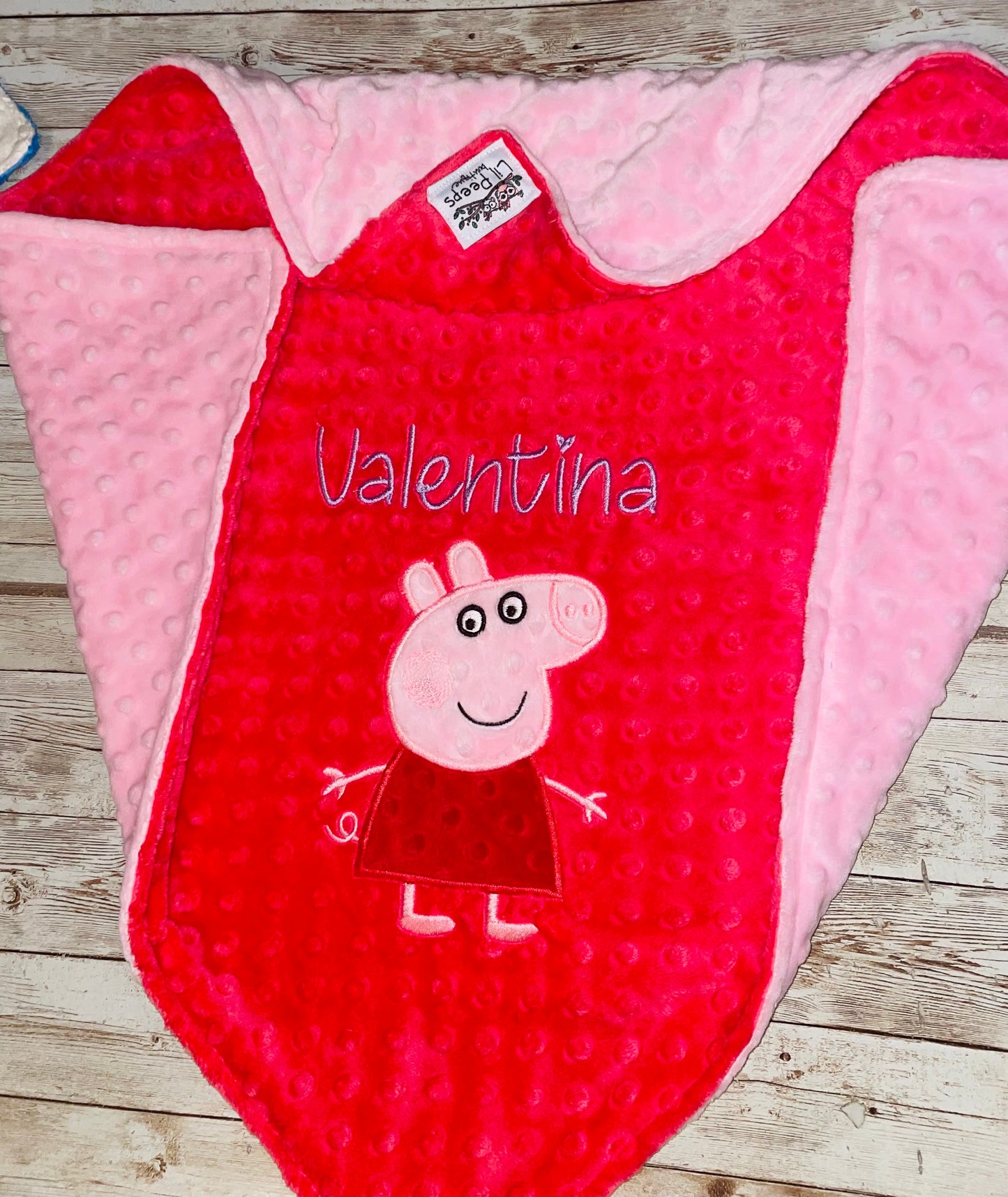 Peppa Pig - Personalized Minky Baby Blanket -Pink  Minky