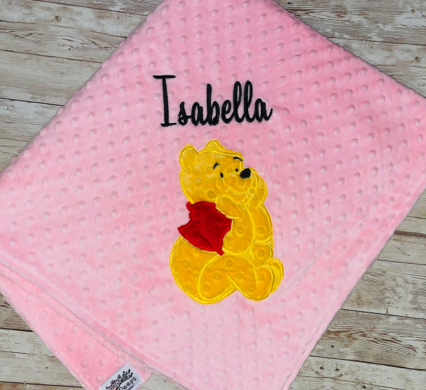 Personalized Winnie the Pooh Minky Baby Blanket - Pink Minky - Custom Monogram