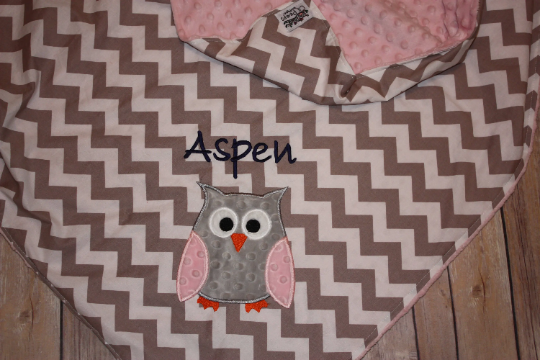 Owl- Personalized Minky Baby Blanket